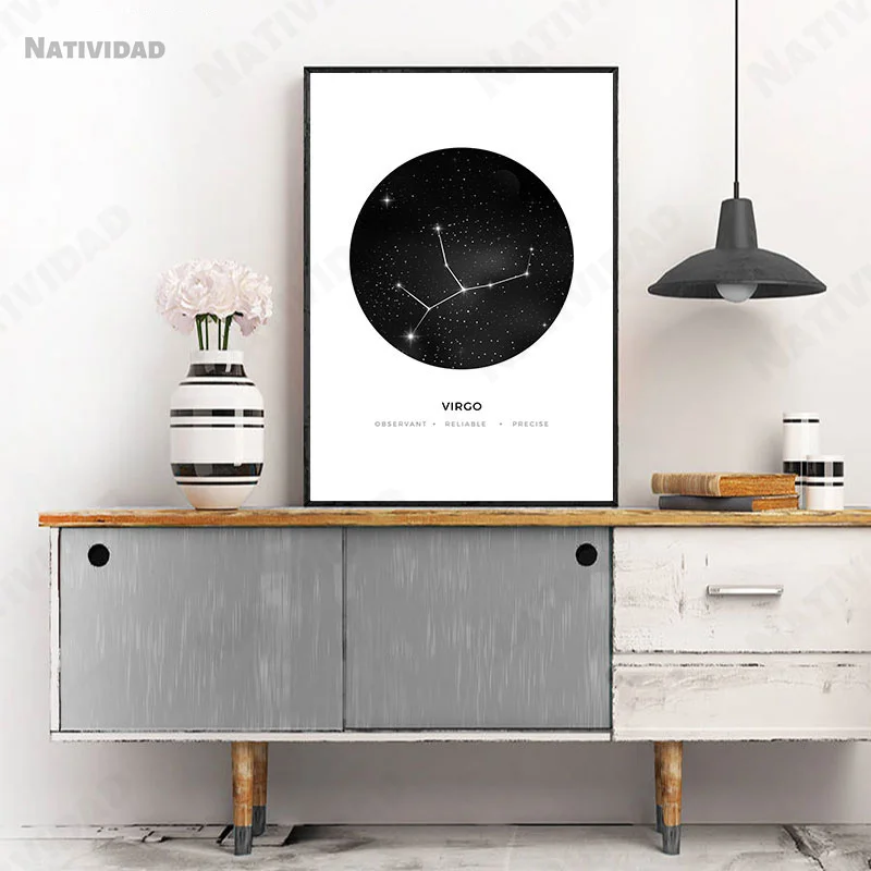 

Poster Nordic Text Quotes Printmodern Poster Constellation Art Painting Waterproof Ink Painting Wall Pictures for Living Room