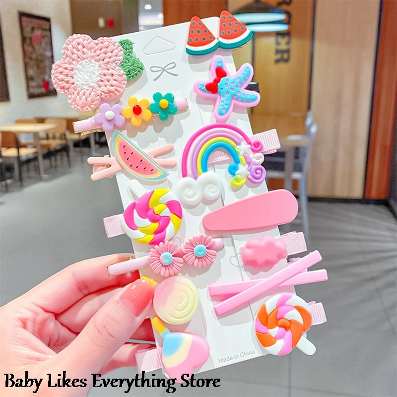 

14pcs/set Cartoon Fruits Barrettes Korean Sweet Hairpins Fashion Hair Clips For Children Girls Kid Headdress Hair Accessories