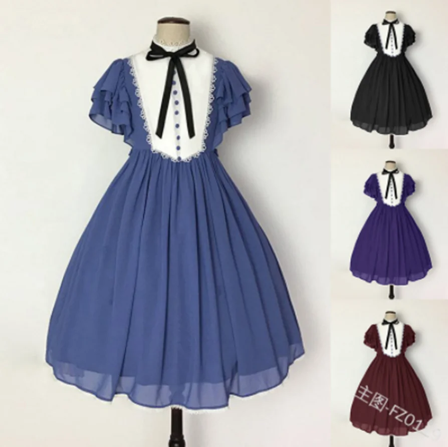 Милые вечерние платья для девочек в готическом стиле Лолиты винтажное платье