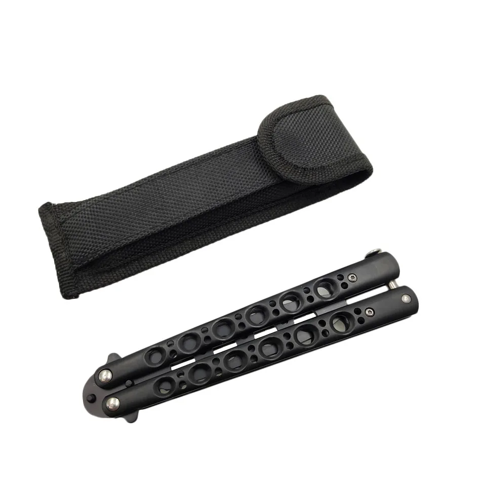 Складной нож-бабочка Swayboo 440C из нержавеющей стали тренировочный черного цвета