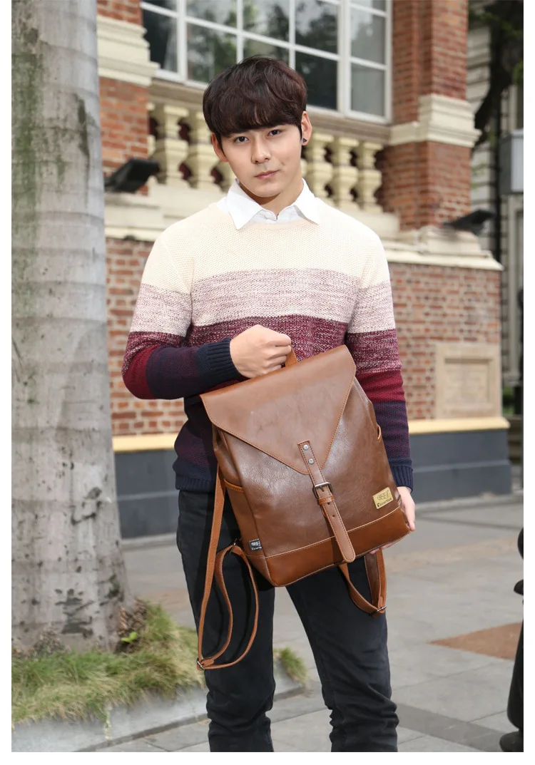 Рюкзак мужской кожаный Модный ранец для путешествий школьный и деловой портфель