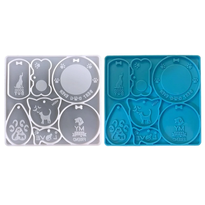 

В форме собачьей кости силиконовая форма, силиконовая фотоподвеска с синими/прозрачными цветами, высококачественный Набор для изготовлени...