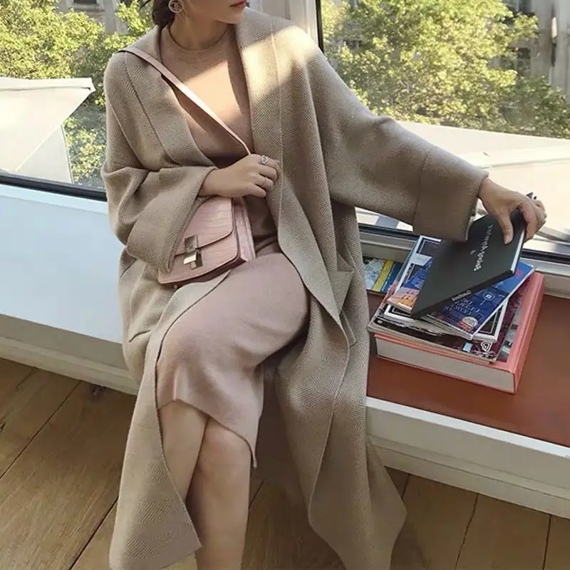 Women Fashion Knitted Cardigan Casual Ladies Elegant Lazy Style Long Sweater Female Comfort High Quality Coat Winter Spring New |