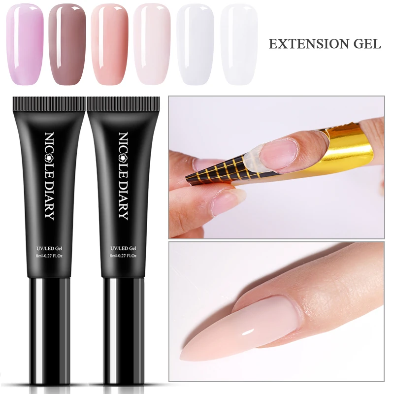 Набор для наращивания ногтей NICOLE DIARY набор базовый топовый гель полупостоянный