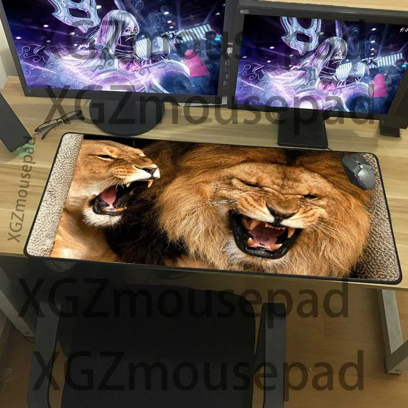 XGZ животное свирепый лев HD большой игровой коврик для мыши прецизионный черный
