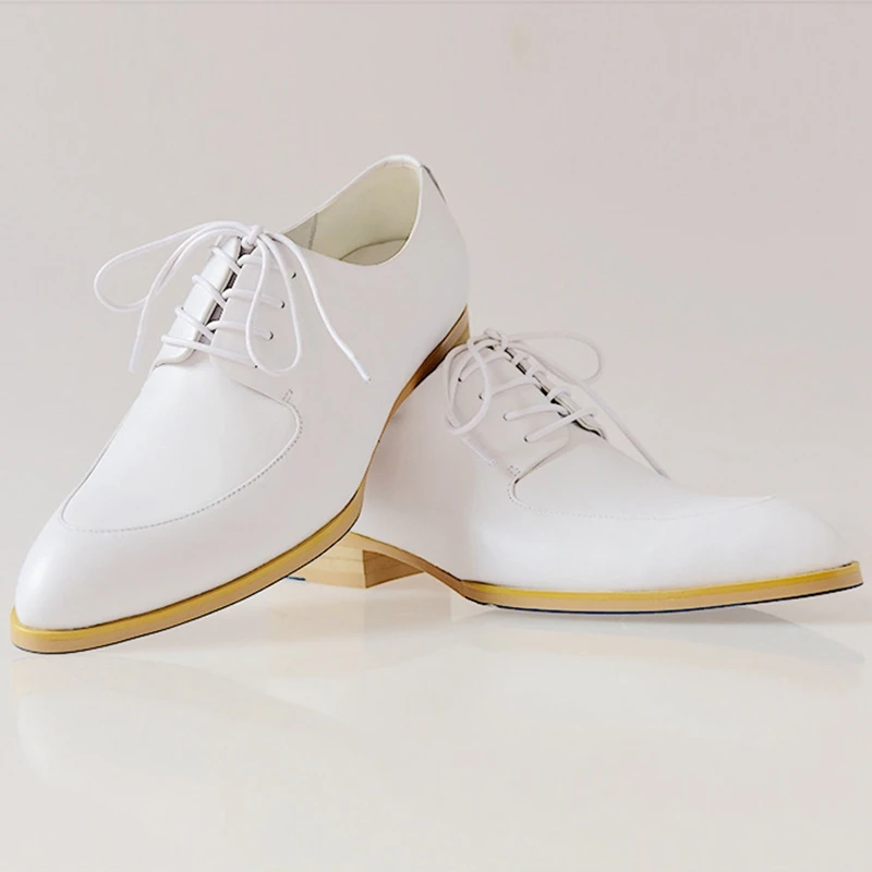 

Classic Genuine Leather Formal Dress Business Office Shoes Pointed Toe Derby Men's Heeled Daily Oxfords For Gentlemen JNS101