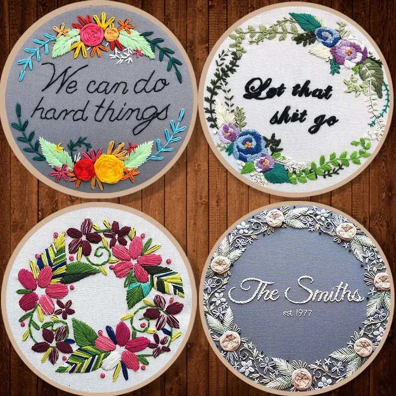 Embroidery Beautiful Wreath Diy 3d Beginner Fabric Threads Material Bag Landscape Needlework Cross Stitch Kit Wall Painting | Дом и сад