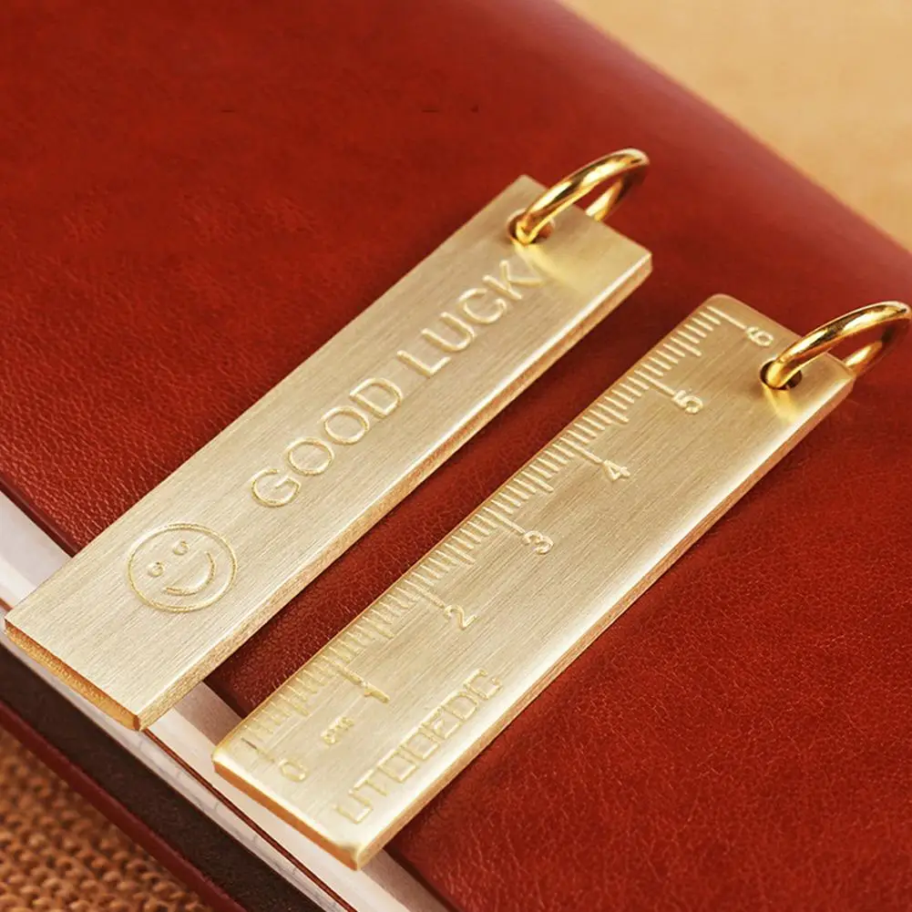 Винтажная миниатюрная латунная линейка шаблон для рисования брелок ключей