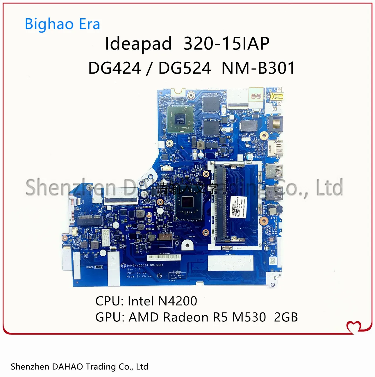 

NM-B301 5B20P20639 Mainboard For Lenovo Ideapad 320-15IAP Laptop Motherboard With N4200 R5 M530 2G-GPU 100% Fully Tested