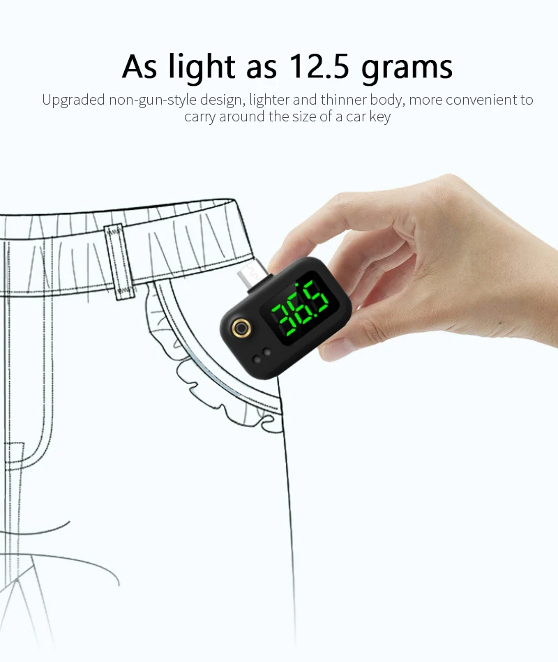 

Mini Portable Thermometer With LED display for Mobile Phone Non-Contact Intelligent Thermometer For Android