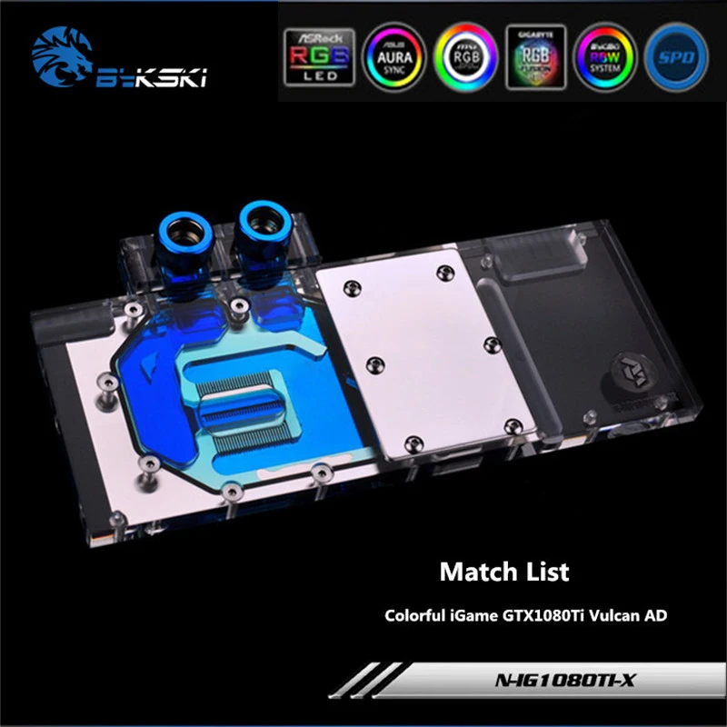 Bykski N IG1080TI X блок воды с полным покрытием графического процессора для VGA Colorful iGame