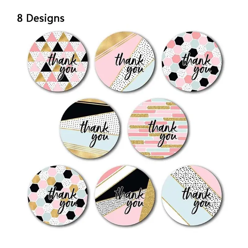 500pcs/roll 8 Designs Thank You Stickers Handmade Scrapbooking Gift Packaging Stationery Decor | Канцтовары для офиса и дома