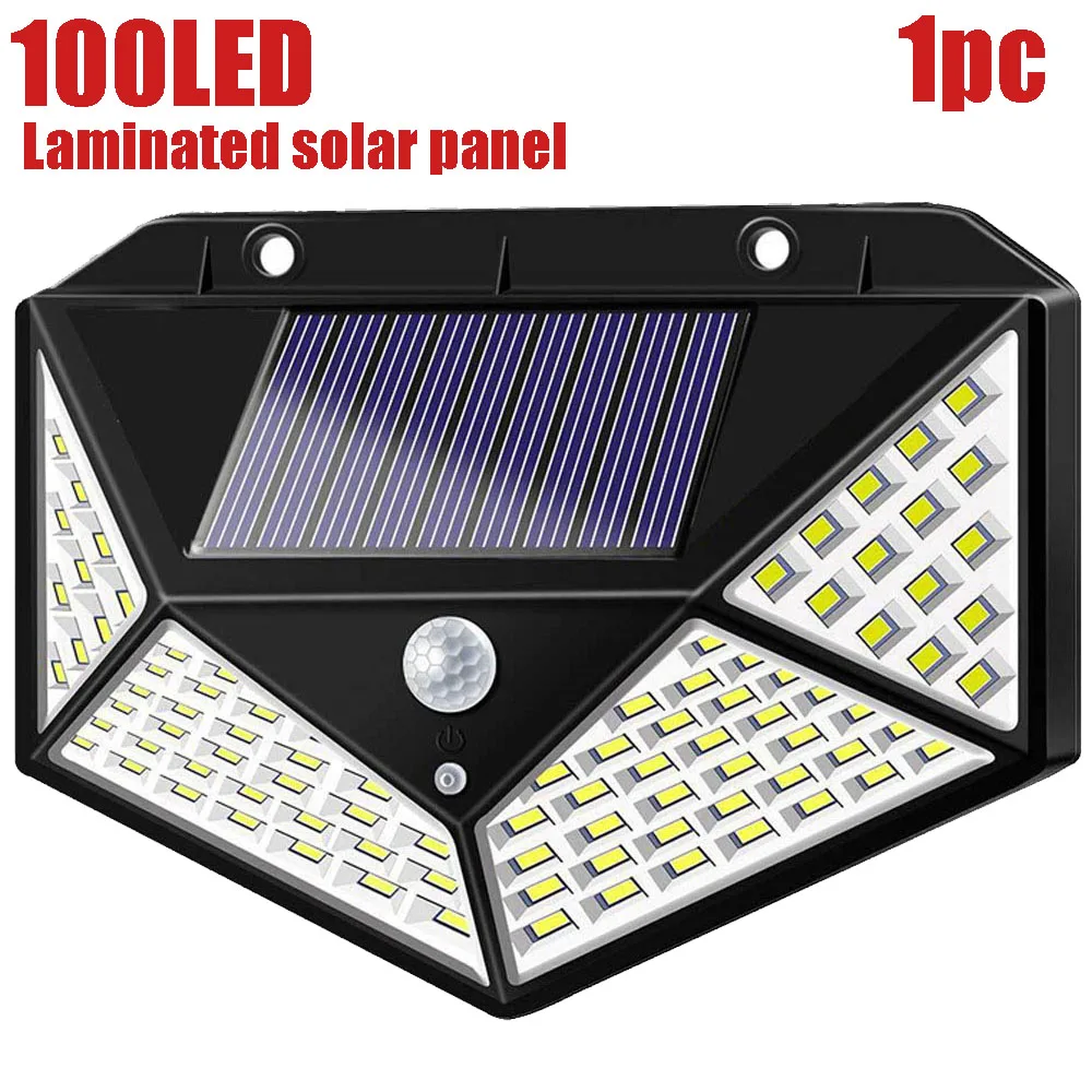 Laminated 100LED A2 solar lamp lantern 100/114 LED light 4-side 2400mA PIR motion sener Garden outdoor Patio Yard Wall Driveway Fence - Испускаемый цвет: Laminated 100LED