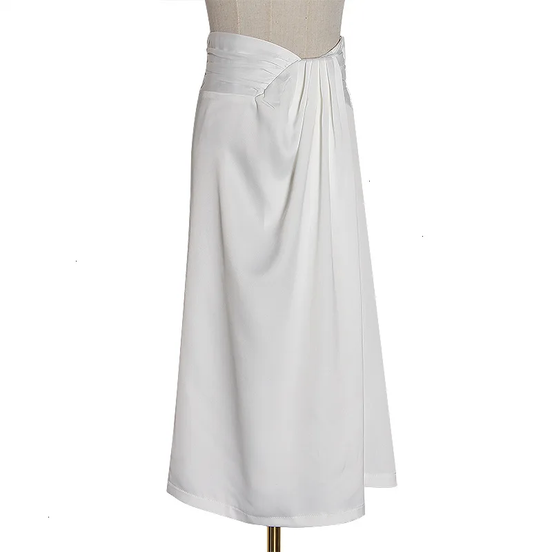 

SuperAen Streetwear Split Spring 2021 New Design High Waist Irregular Solid A-Line Mid-Calf Skirts Women