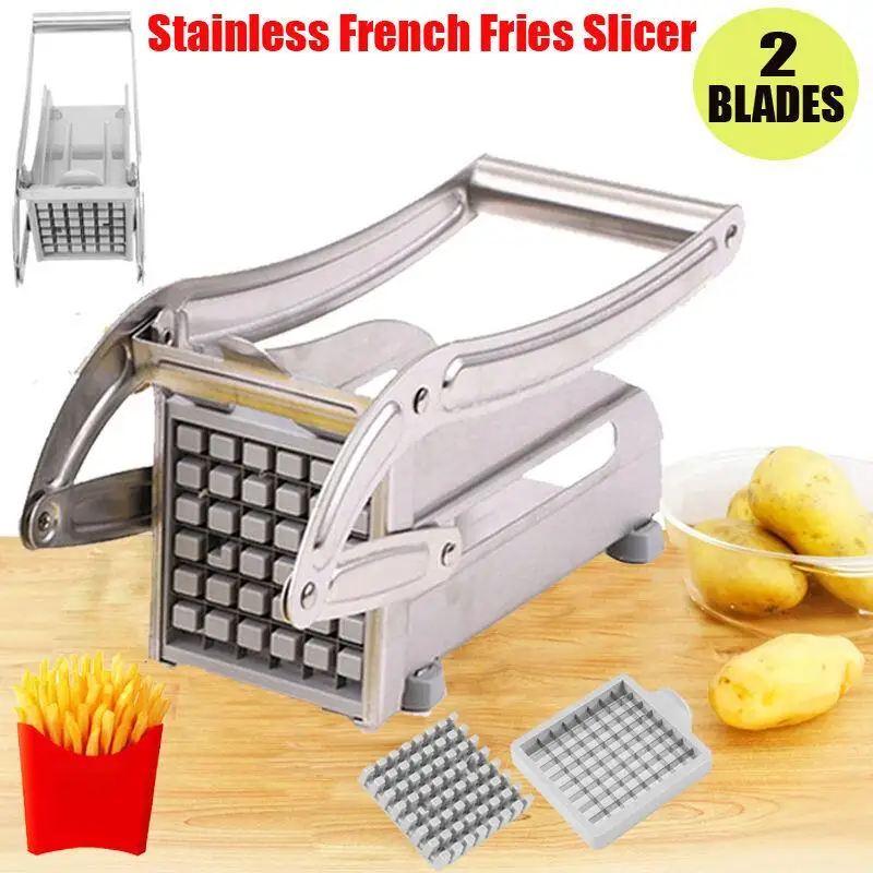 Нержавеющая сталь картофеля Slicer измельчитель 2 лезвий домашней картофеля-фри
