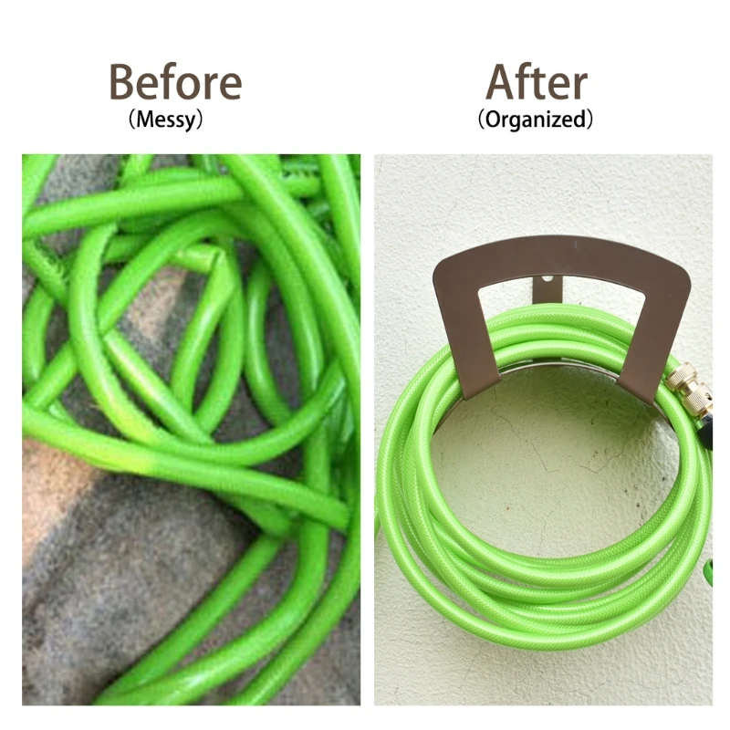 

Garden Hose Holder Metal Wall Mount Hose Hanger Heavy Duty Hose Organizer Rack