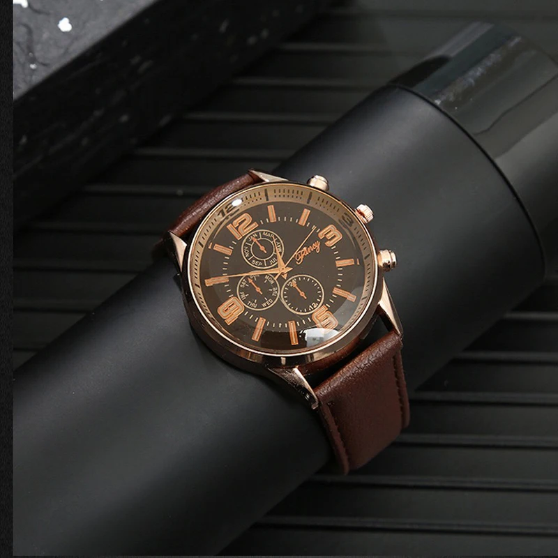 Men Watches  High Quality Quartz Wrist Watch with Folding Clasp Leather Wallet Gift Set for Men Boyfriend Dad Father's day Gifts
