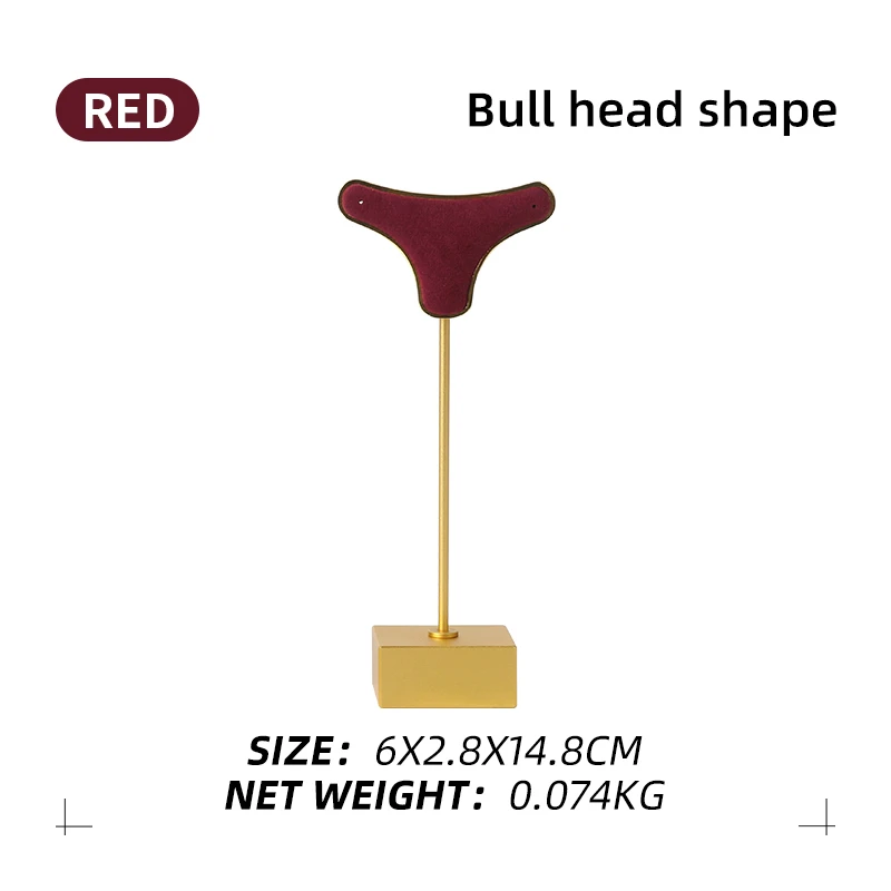 

New Red Bull Head Shaped Metal Microfiber Jewelry Display Stand For Femal Earring Necklace Jewellery Organizers Holder 8 Colors