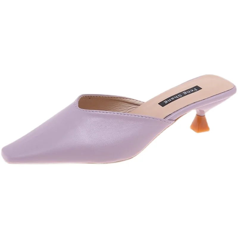 

Female Shoes Square Toe Ladies' Slippers Low Mules For Women 2021 Luxury Slides New Cover Summer Soft Designer Strange Style Bas