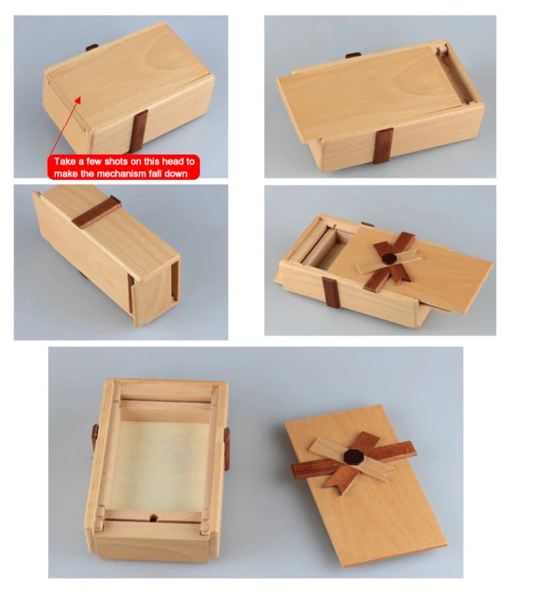 

1Pcs Beech Mechanism Gift Box Puzzle Toy Luban Kongming Lock Interesting Unlock Surprise Gift Box Children Early Eeducatioan