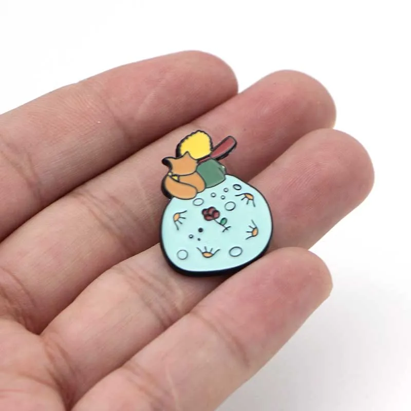 

K69 Wholesale 20pcs/lot Le Petit Prince And Little Fox Metal Enamel paint Badge Pins & Brooches For kids Jewelry Gifts