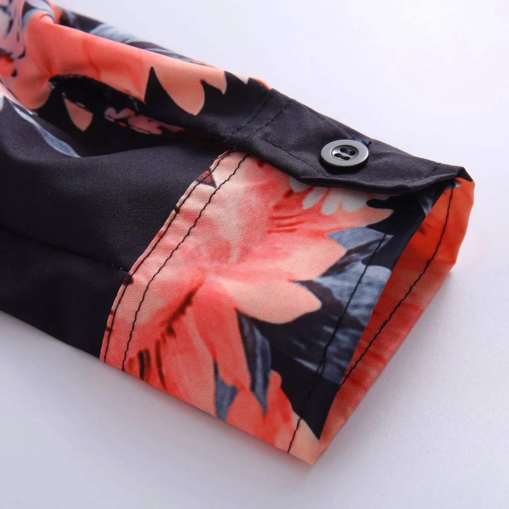 Мужская рубашка с цветочным принтом Повседневная длинным рукавом уличная розами