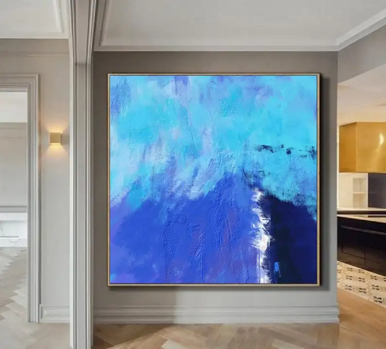 

Deep Blue Abstract Canvas Painting,Large Blue Painting,Minimalist Abstract Painting,Canvas Abstract Oil Painting