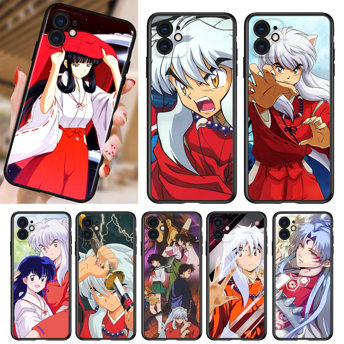 

Phone Case For Apple iPhone 13 12 11 SE XS XR X 7 8 6 5 S mini Plus Pro MAX 2020 anime inuyasha Black Soft Cover
