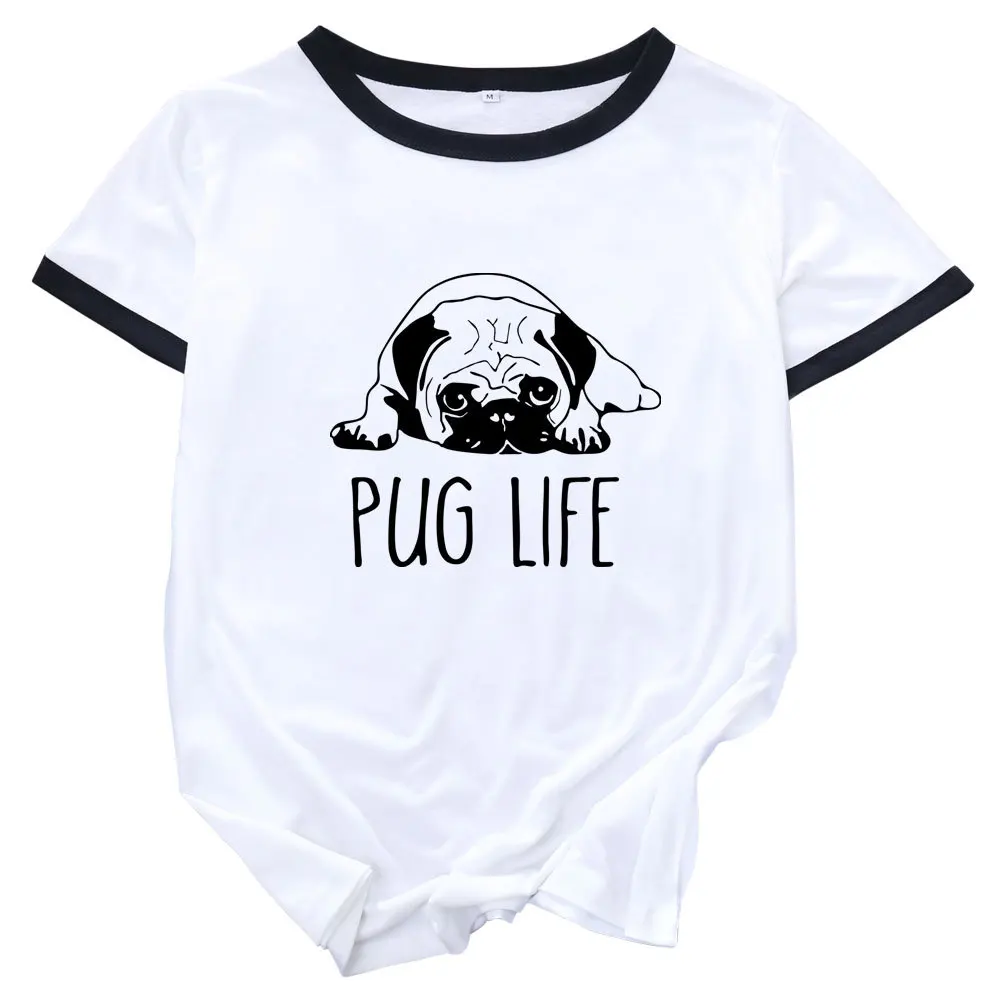 

Cute Dog Pet Lover Womens Colorblock Crewneck Short Shleeve Cotton Blend Summer T-shirts Graphic Tees for Woman Female Print Top