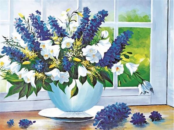 

Diamond Painting Diy 5D European Style Acrylic Material Flowers In The Bottle Scene Pattern Living Room Furniture Decorative Art