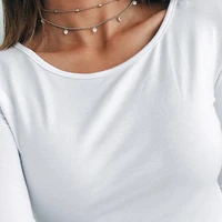 budrovky summer multi layer women necklace clavicle zircon choker simple necklace metal chain neck fashion jewelry