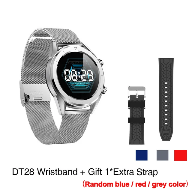 Silver StainlessStee DTNO. I DT № 1 DT28 ЭКГ пульсометр Смарт-часы IP68 Водонепроницаемый Фитнес, измеритель артериального Давление спортивные умные часы VS N58 - Цвет: Silver StainlessStee