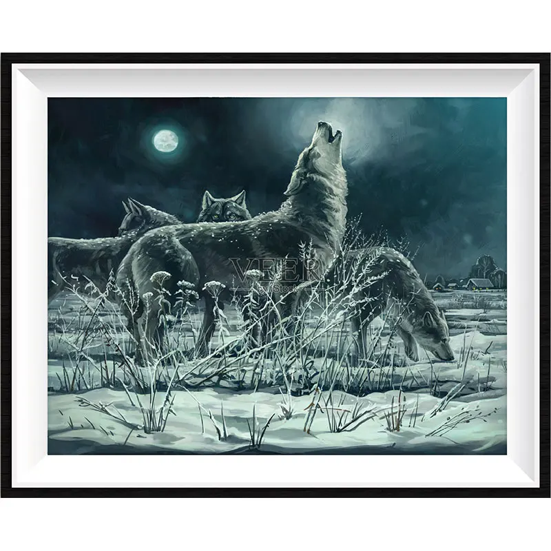 

5D Diy Diamond Painting Toolkit Cross Stitch Oil Painting Ice wolf Decoration Wall Painting Full Circle Diamond Embroidery Dia