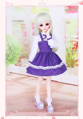 Полный набор высшего качества 1/4 bjd Kid Delf Girl BORY female doll лучшие подарки для девочек игрушечный парик одежда для лица макияж в комплекте Смола recast - Цвет: Лиловый