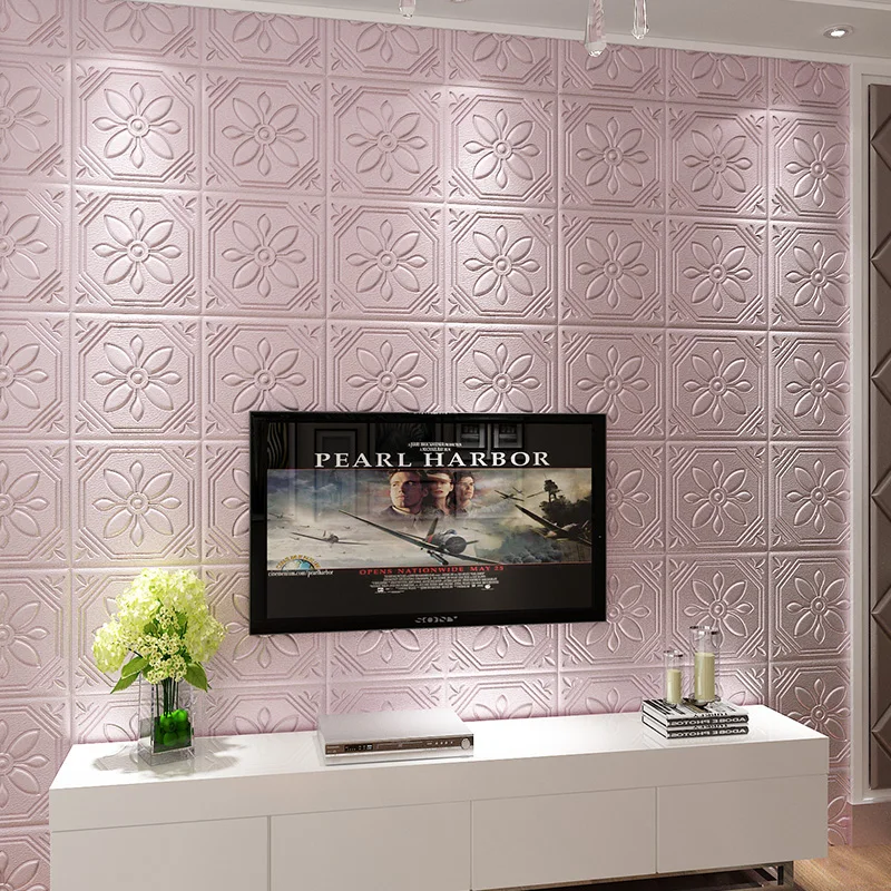 Цветок Новый дизайн 3d пенопластовая плитка каменная Настенная Наклейка