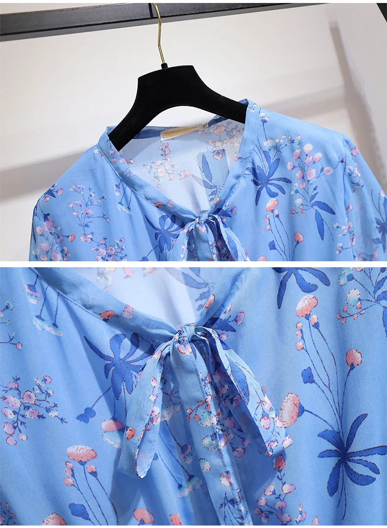 

2020 summer plus size long dress for women large short sleeve casual elastic waist floral pleated dresses blue 4XL 5XL