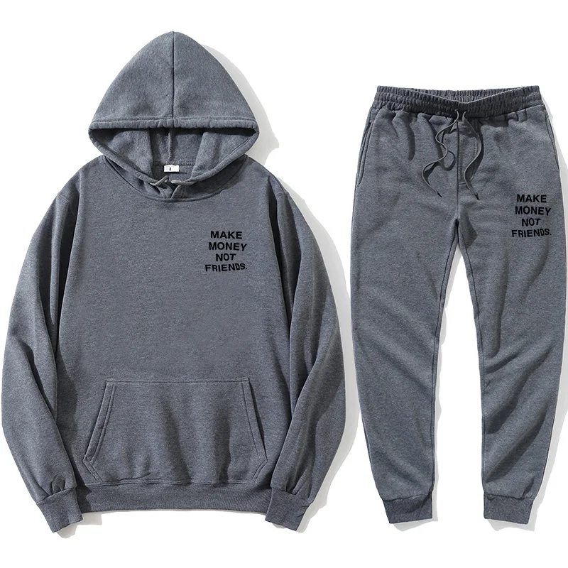 

Hoodie set making money not making friends Hoodie + jogging pants men's and women's fashion letter printing couple Hoodie Sweats