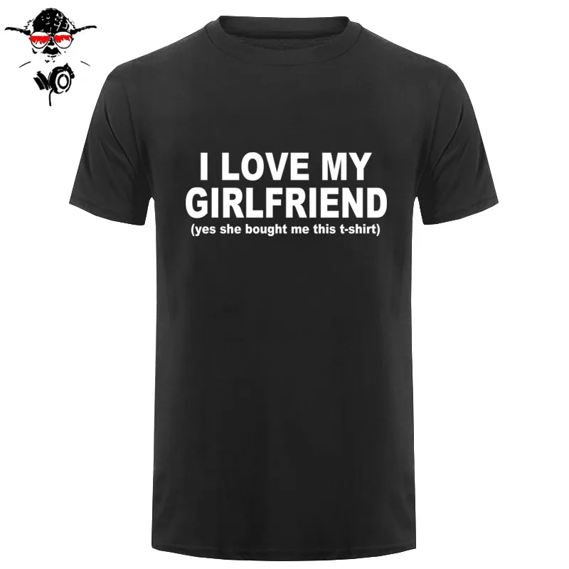 С принтом Новая мода I Love My Girlfriend забавная Футболка с мужские подарок парню футболка детские футболки