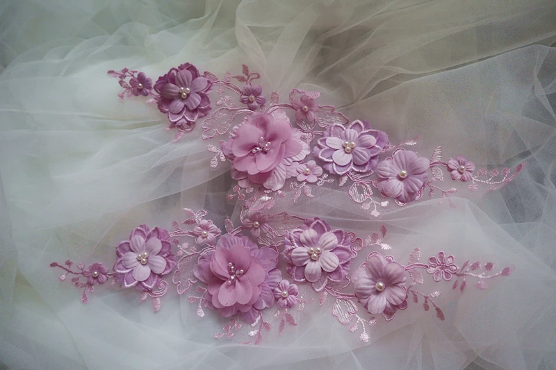 Аппликация светильник жевная светло-бежевая с 3D цветами 10 шт. | Дом и сад