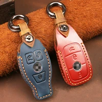 leather key case remote cover for mercedes benz cla gla amg classe a b r g glk w205 w211 w177 chain holder shell car accessories