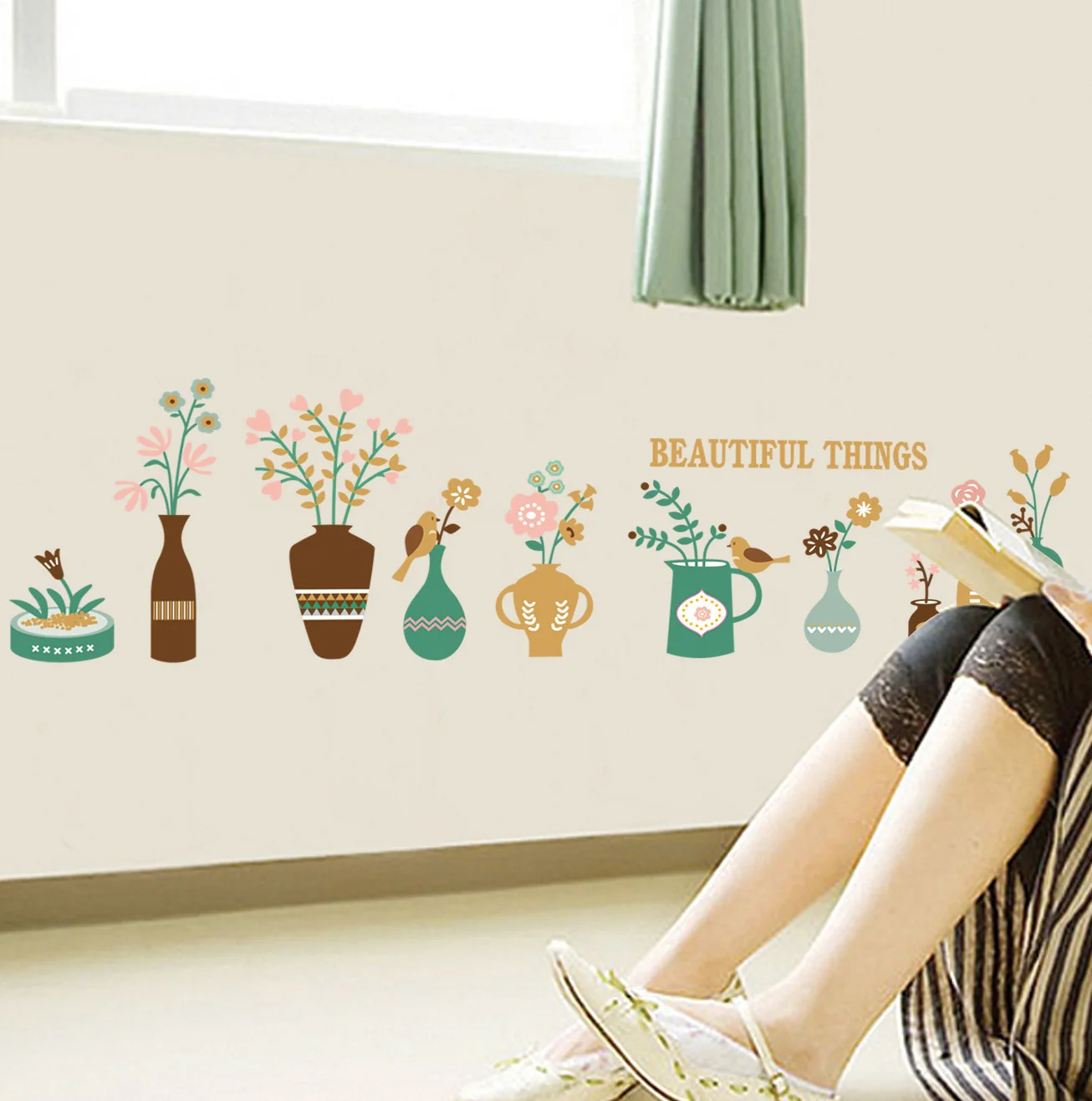 

Vase skirting line Korean wall stickers creative home decoration wall stickers