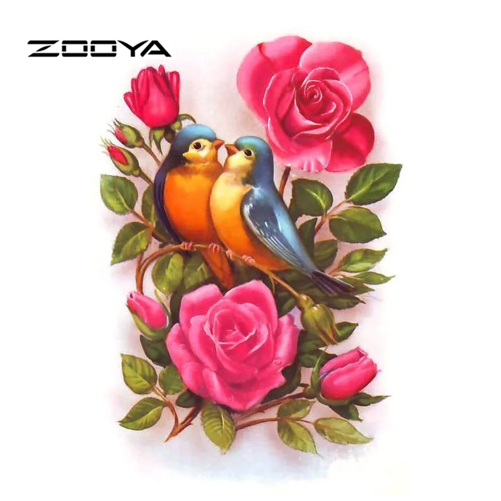 ZOOYA Алмазная картина с полными квадратными птицами и цветами, алмазная вышивка, Алмазная мозаика, стразы, рукоделие, SF512