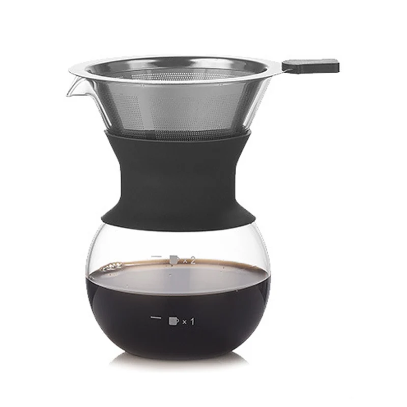 

300/400ml High-temperature Resistant Glass Coffee Maker Coffee Pot Espresso Coffee Machine with Stainless Steel Filter Moka Pot