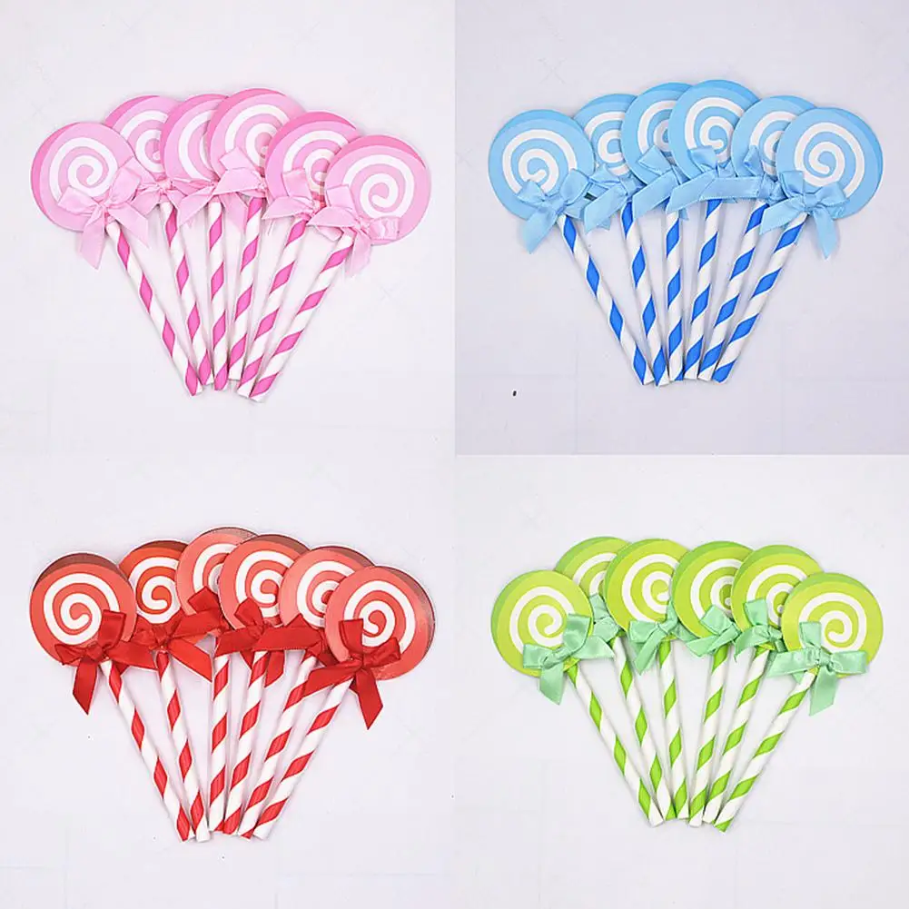 6 шт. бумажный леденец бант торт кекс Топпер день рождения вечерние свадебные