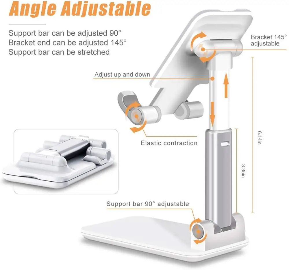

Desk Mobile Phone Holder Stand Metal Desktop Tablet Holder Table Cell Foldable Extend Support For Xiaomi iPad Adjustable