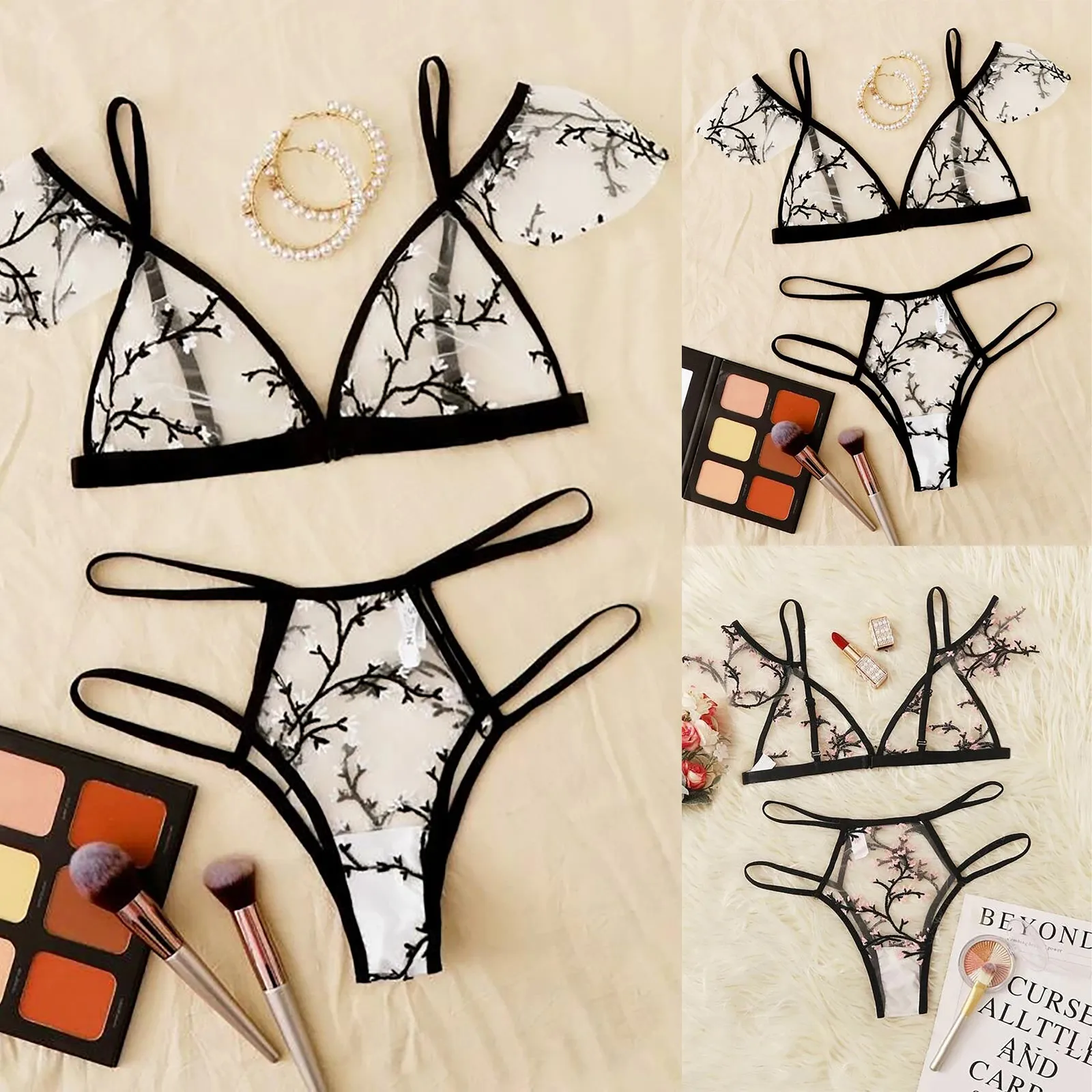 

Эротические комплекты, сексуальное женское белье, модное соблазнительное кружевное нижнее белье с вышивкой, бюстгальтер, небольшой цветоч...