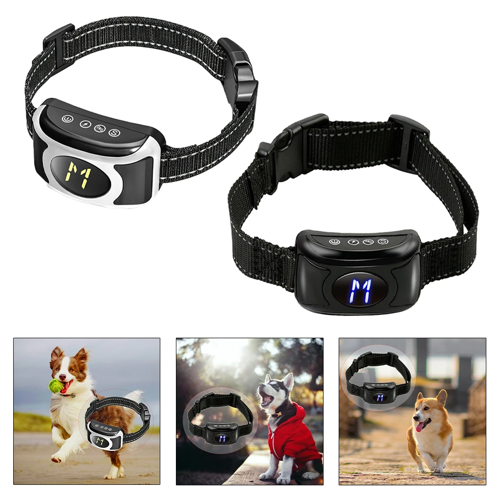 

Adjustable Dog Training Collar Anti-Bark 3-Modes LCD Reflective Belt Trainer