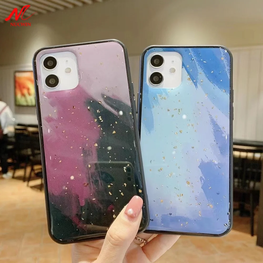 

Glitter Gold Foil Watercolor Phone Case for iPhone 12 11 Pro Max 11Pro 12Pro Xs Max X Xr Soft TPU Cover for iPhone 6 6s 7 8 Plus