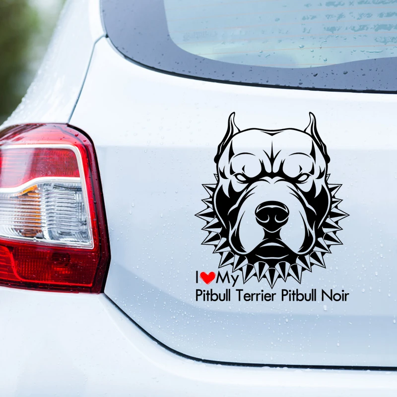 наклейки на авто Я люблю своего питбультерьера Pitbull Noir Dog наклейка черная