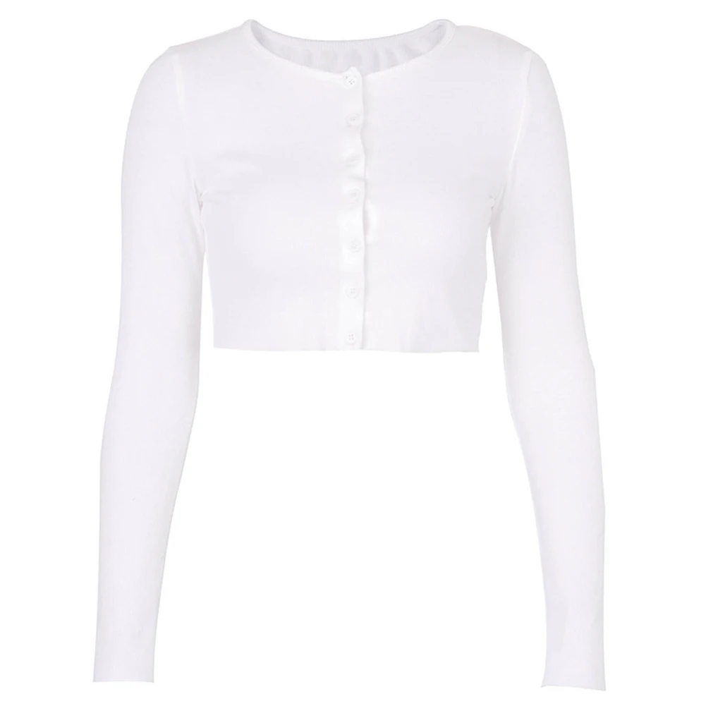 

Women Sexy Sweater White Spring Summer Long Sleeve Cardigan Button Pullover Crop Tops Femme Y2k 2021 Cardigans Knitted Jacket
